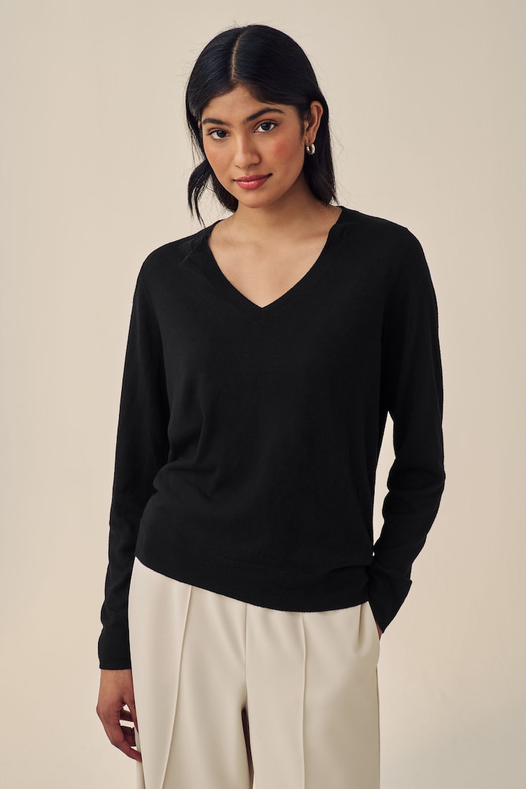 Black V-Neck Jumper 2 Pack - Image 1 of 7