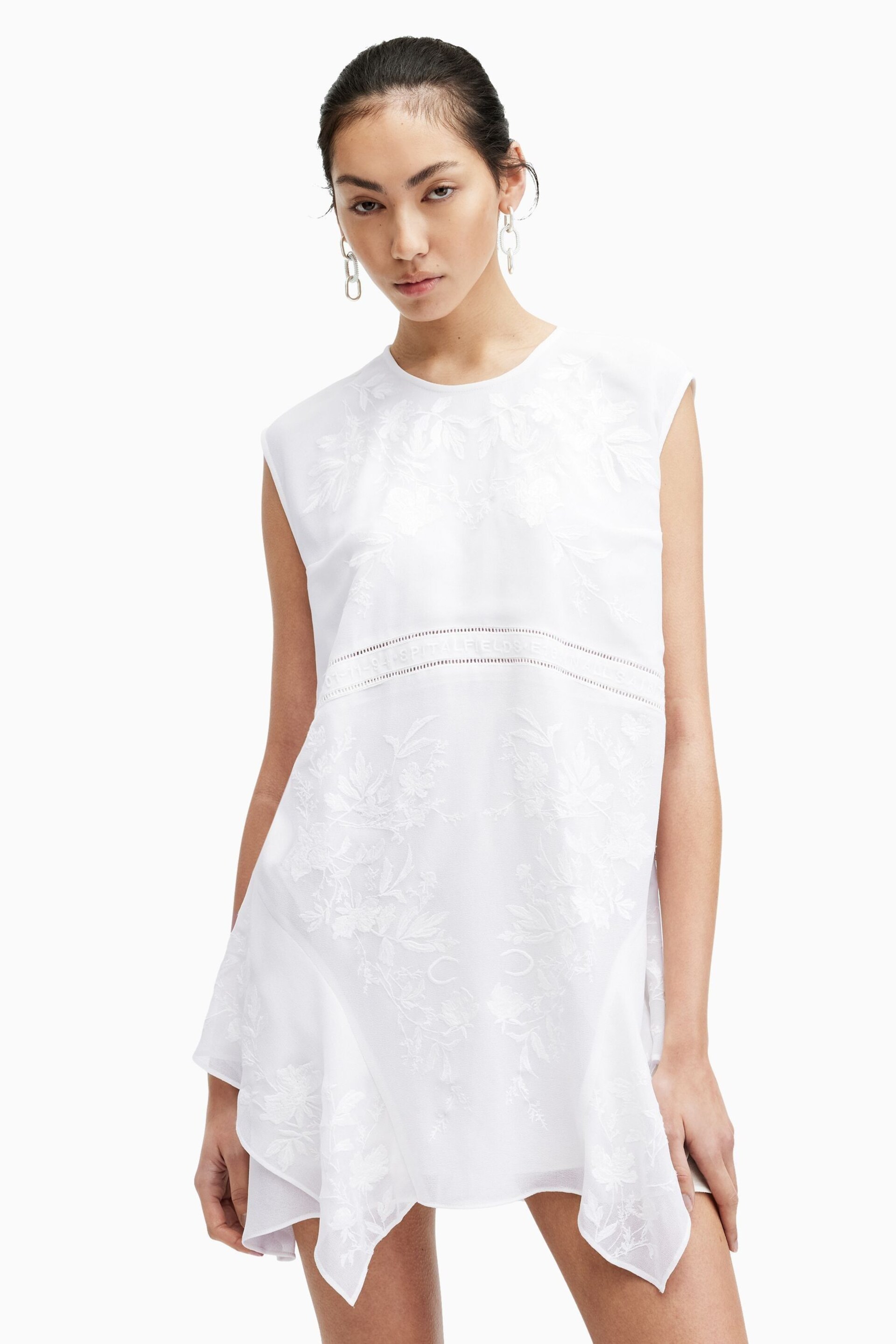 AllSaints White Audrina Emb Dress - Image 2 of 7