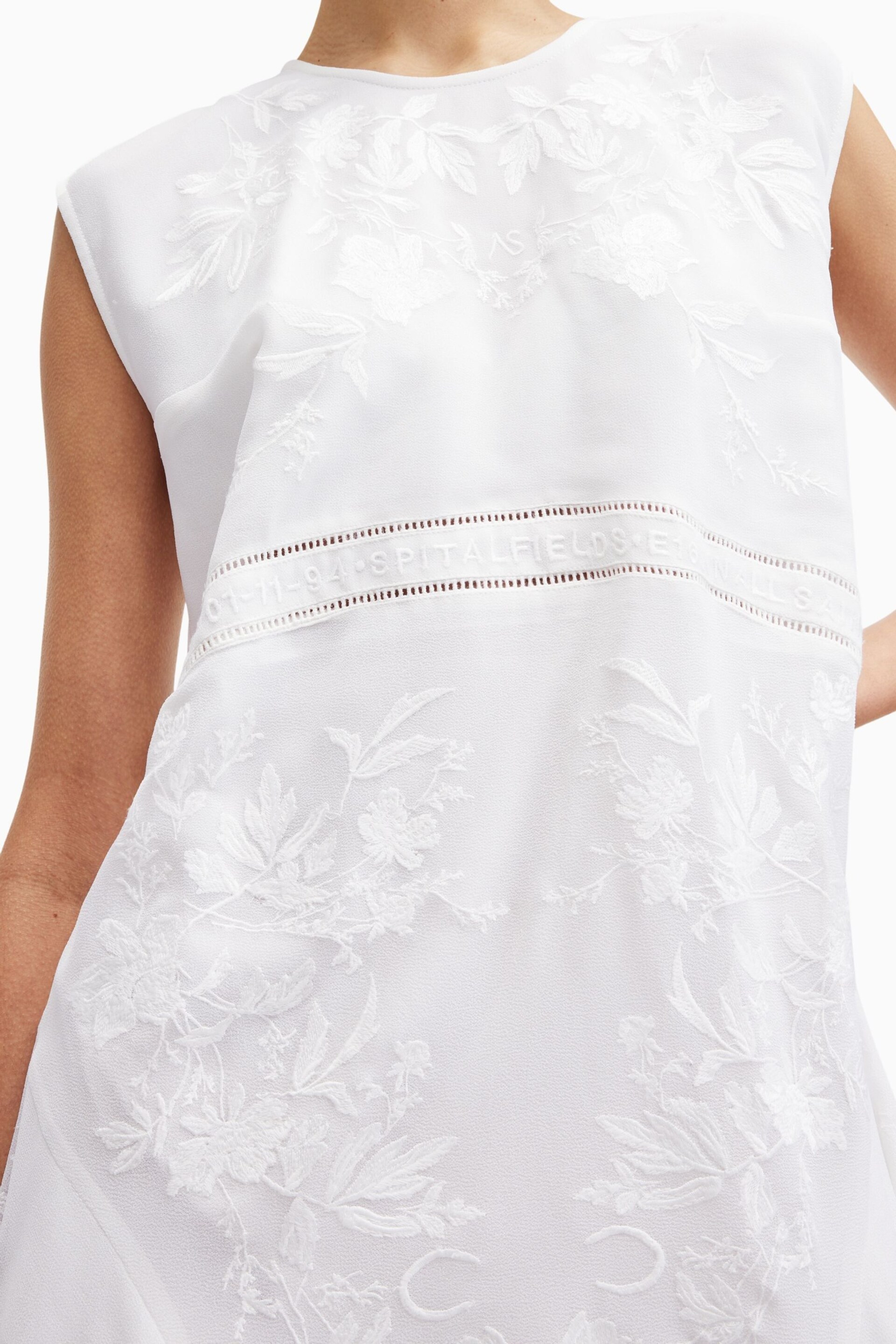 AllSaints White Audrina Emb Dress - Image 3 of 7