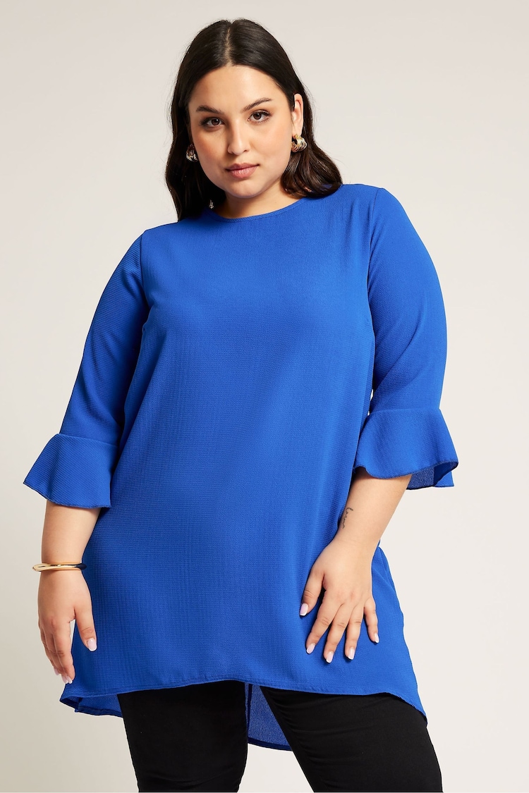 Yours Curve Blue Flute Sleeve Tunic - Image 1 of 2