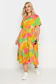 Yours Curve Orange Abstract Print Pure Cotton Midaxi Dress - Image 2 of 6