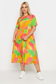 Yours Curve Orange Abstract Print Pure Cotton Midaxi Dress - Image 3 of 6