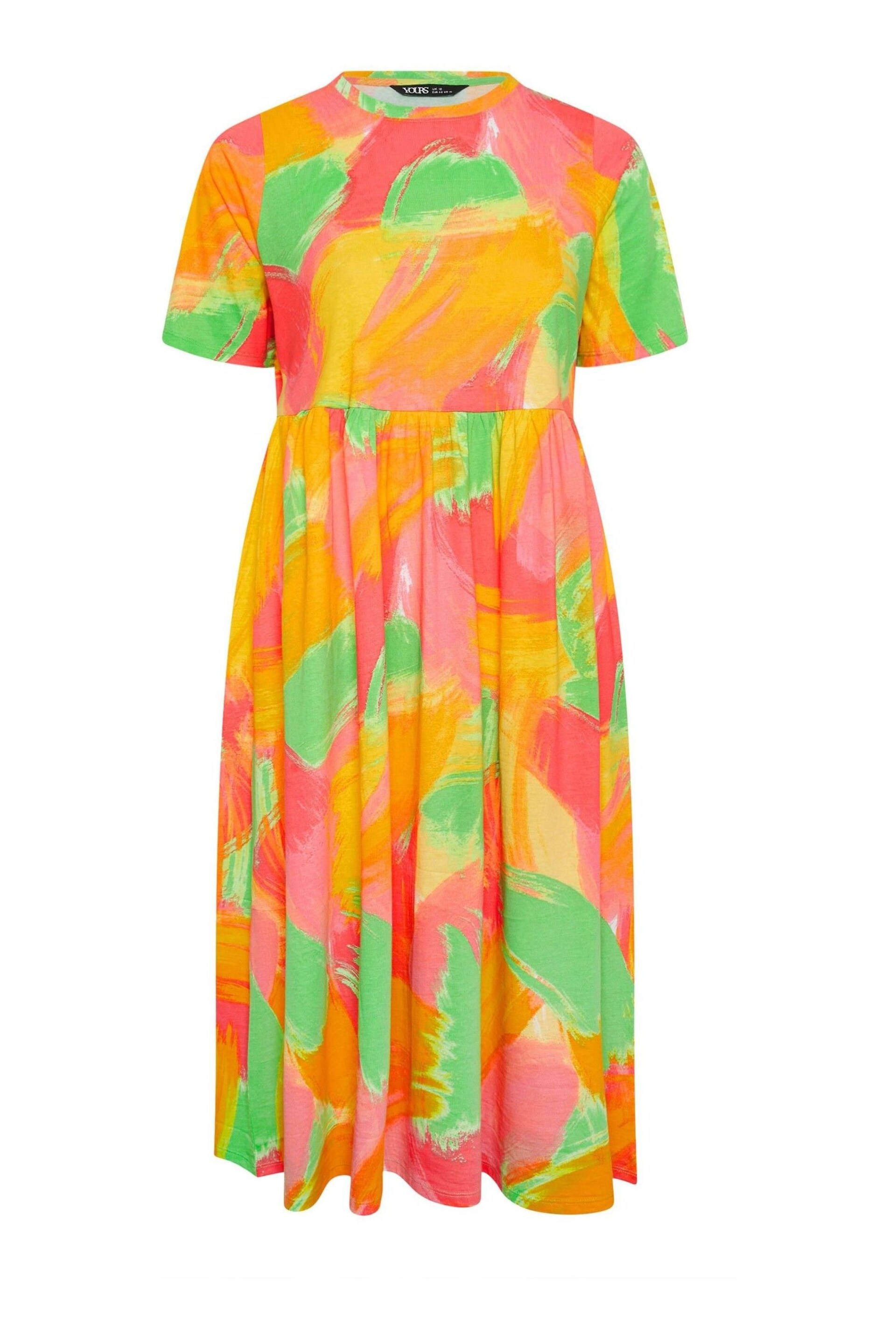 Yours Curve Orange Abstract Print Pure Cotton Midaxi Dress - Image 6 of 6