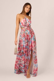 Adrianna Papell Pink Foiled Chiffon Maxi Dress - Image 4 of 7