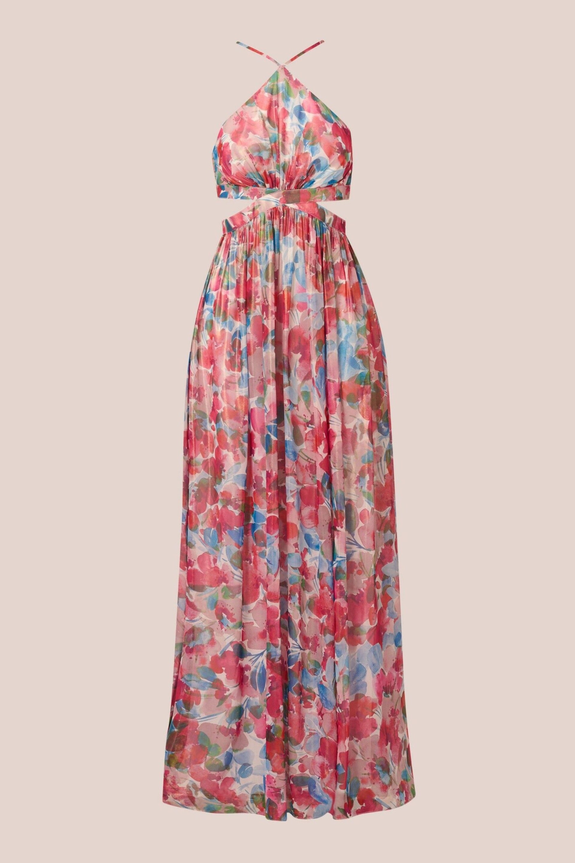 Adrianna Papell Pink Foiled Chiffon Maxi Dress - Image 7 of 7