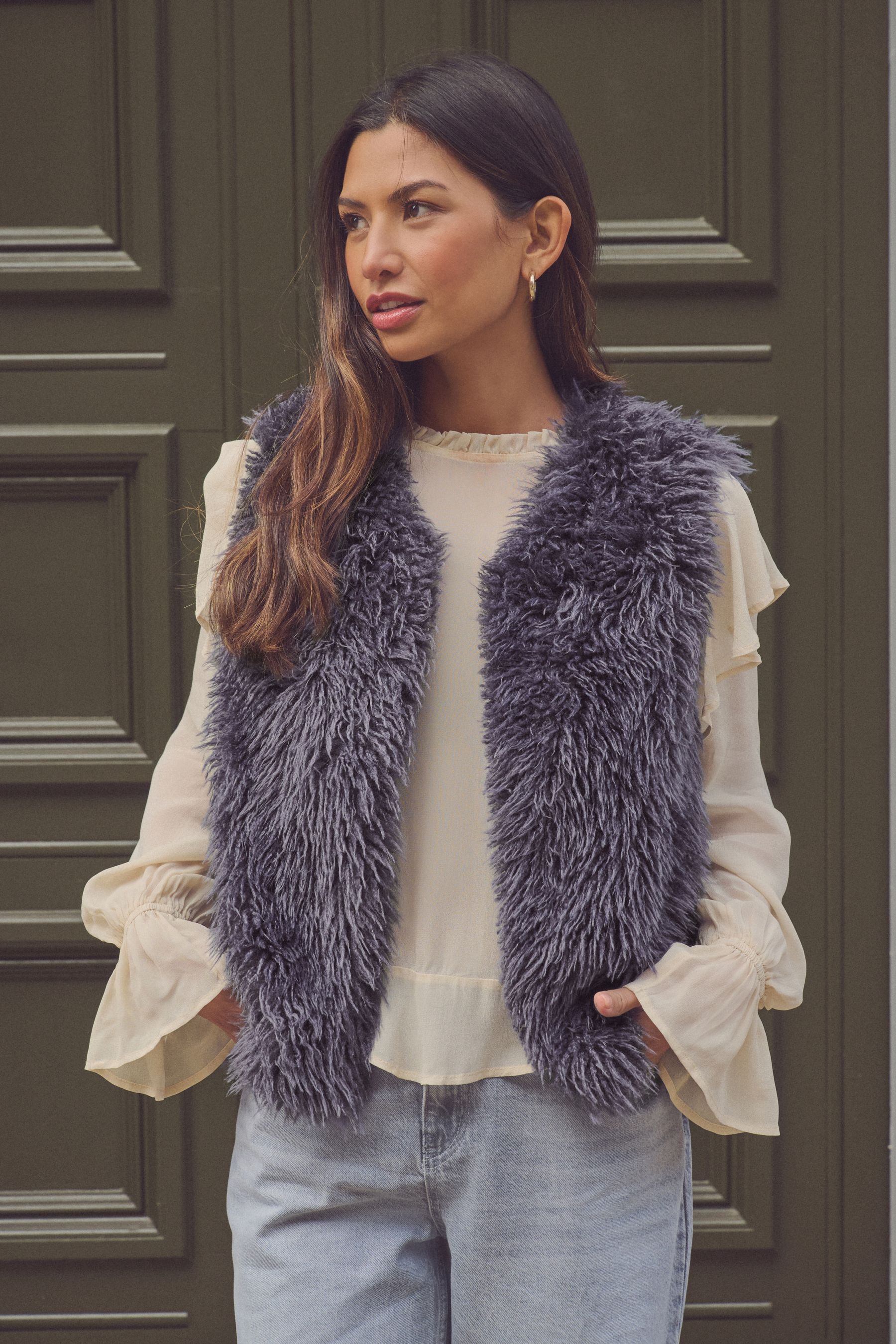 Blue Faux Fur Gilet