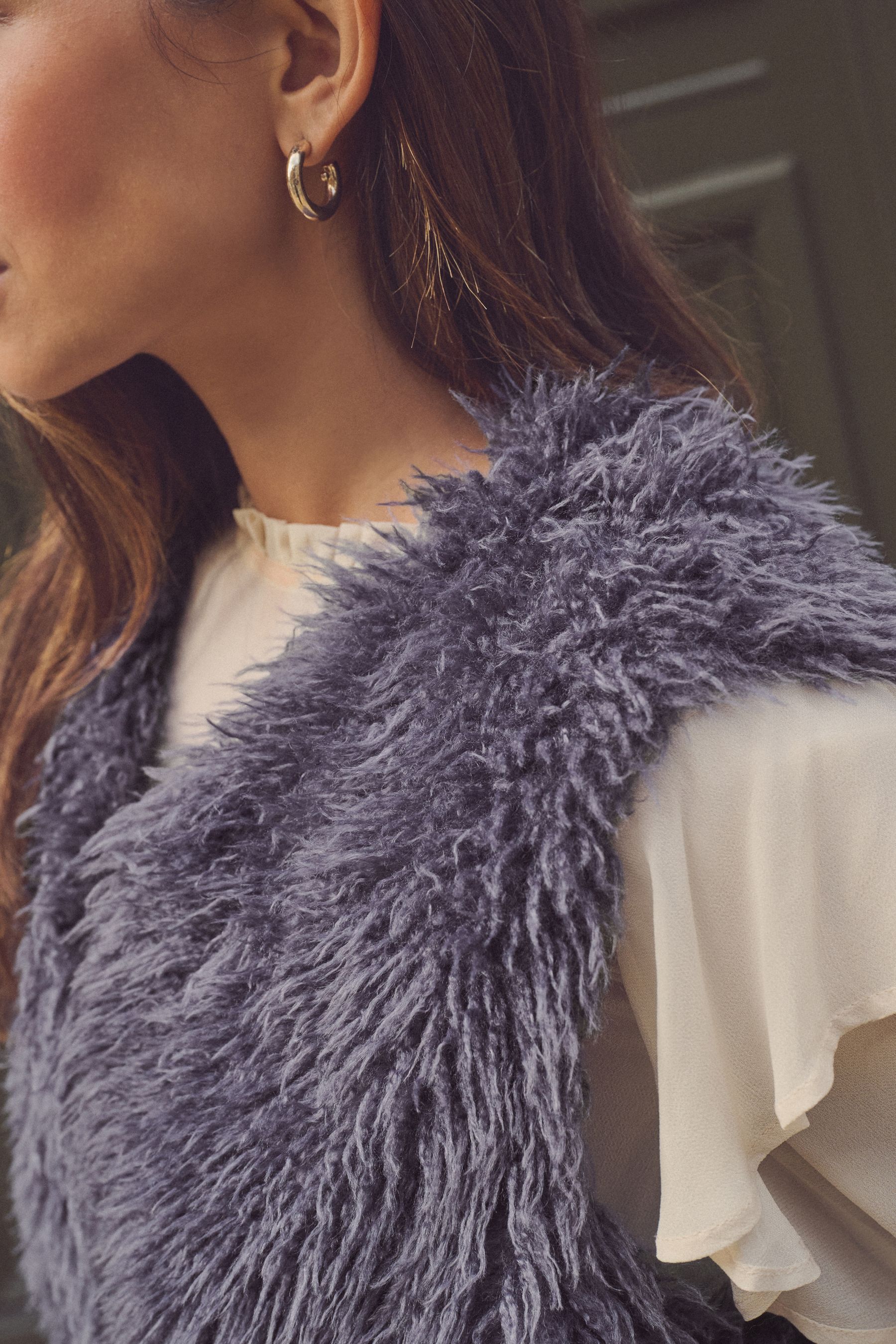 Buy Blue Faux Fur Gilet from Next Canada