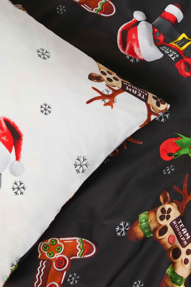 Black Christmas Duvet Cover and Pillowcase Set - Image 5 of 5