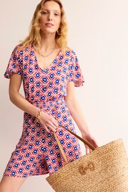 Boden Red Smocked Jersey Playsuit - Image 4 of 5