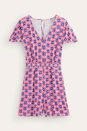 Boden Red Smocked Jersey Playsuit - Image 5 of 5