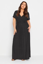 Yours Curve Black Dot Print Wrap Maxi Dress - Image 2 of 5