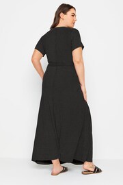 Yours Curve Black Dot Print Wrap Maxi Dress - Image 3 of 5