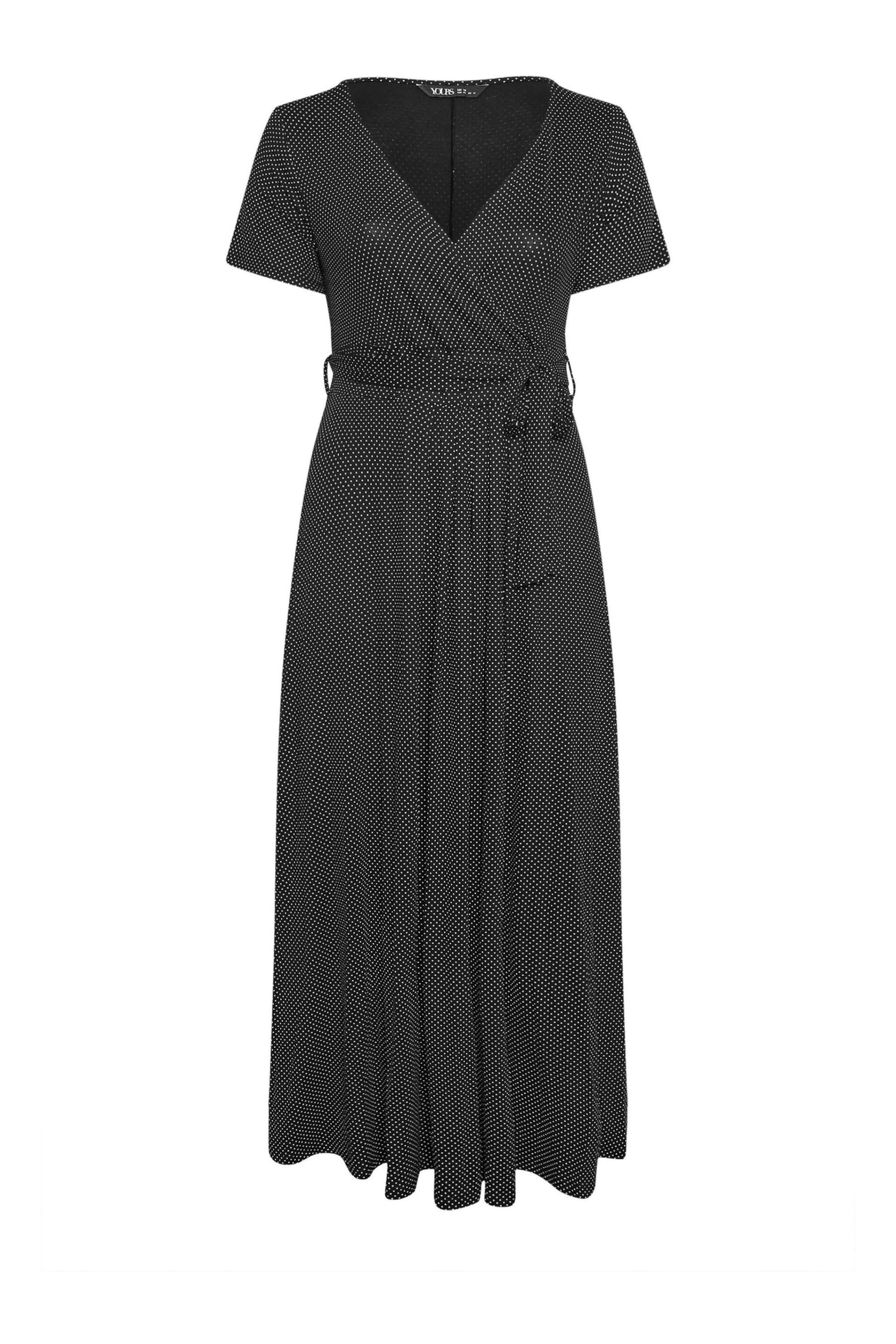 Yours Curve Black Dot Print Wrap Maxi Dress - Image 5 of 5