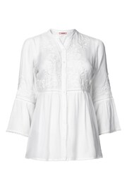 Joe Browns White Embroidered Button Down Collarless Blouse - Image 6 of 6