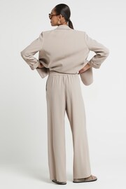 River Island Beige Wide Leg Pleated Tailored Trousers - Image 2 of 6