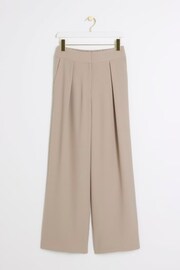 River Island Beige Wide Leg Pleated Tailored Trousers - Image 5 of 6