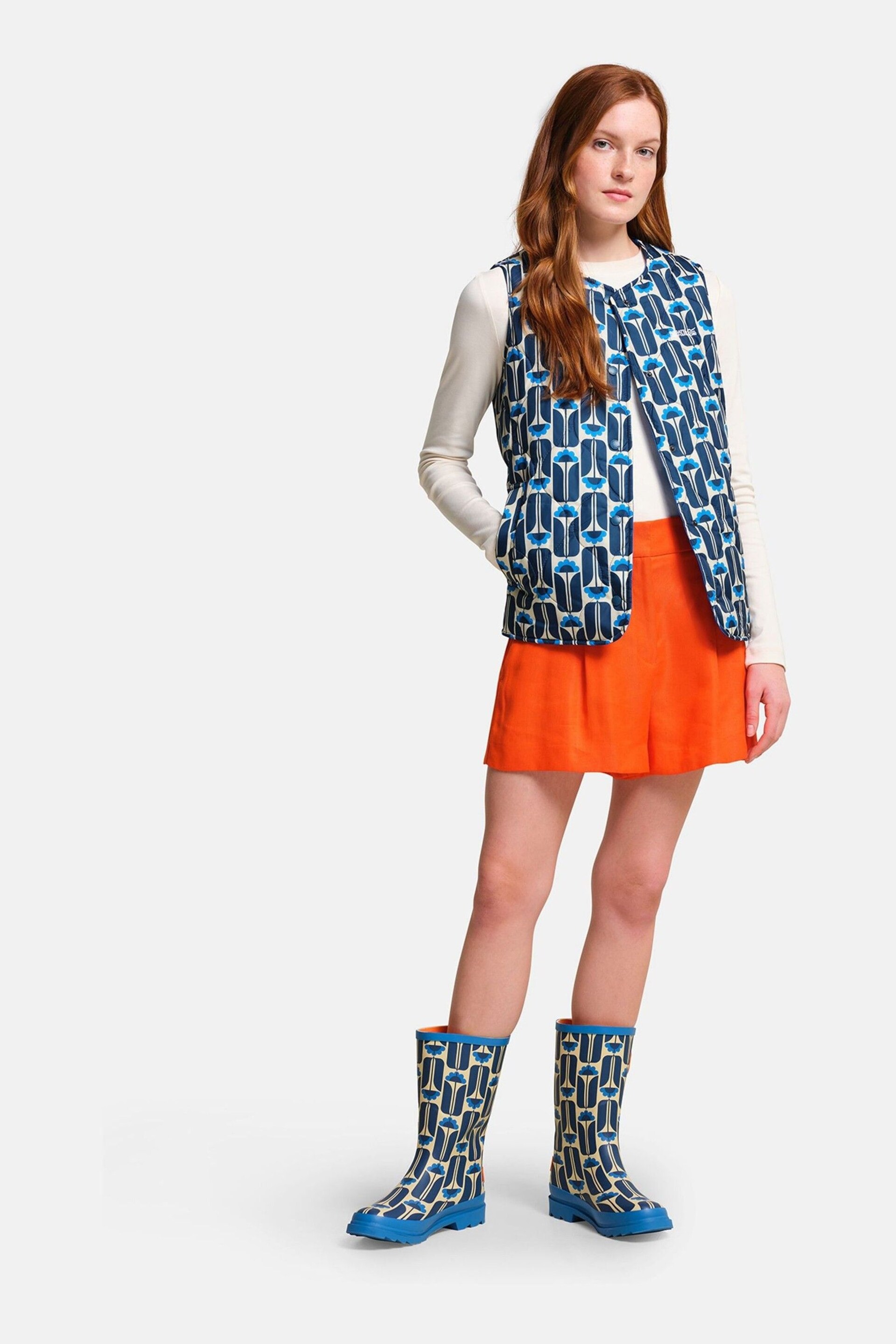 Regatta Blue Orla Kiely Printed Quilted Gilet - Image 1 of 6