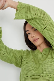 Threadbare Green Pointelle Crochet Jumper - Image 4 of 4