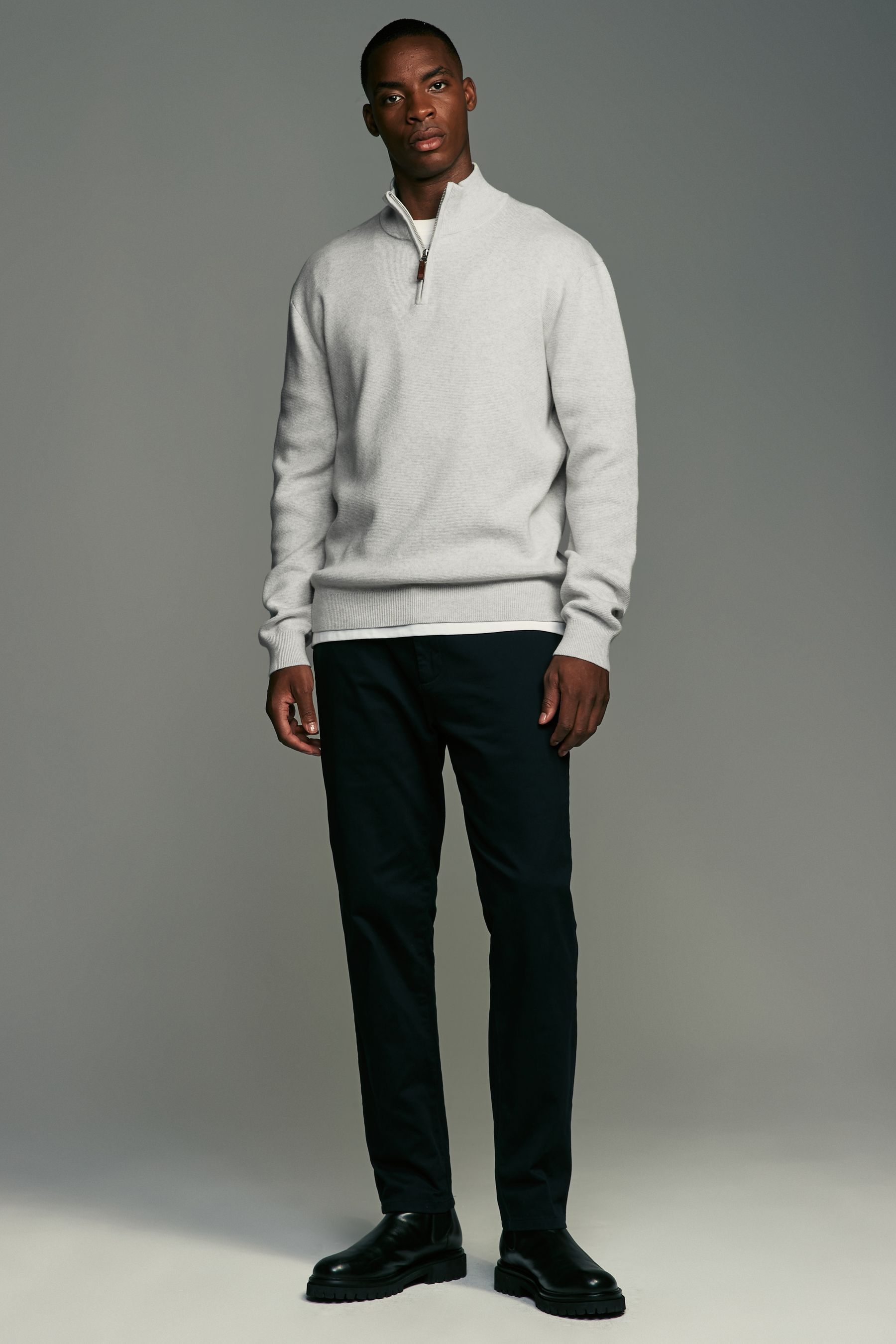 Buy Sage Green Oatmeal Regular Fit 100 Cotton Premium Quarter Zip Jumpers 2 Pack from Next Ireland