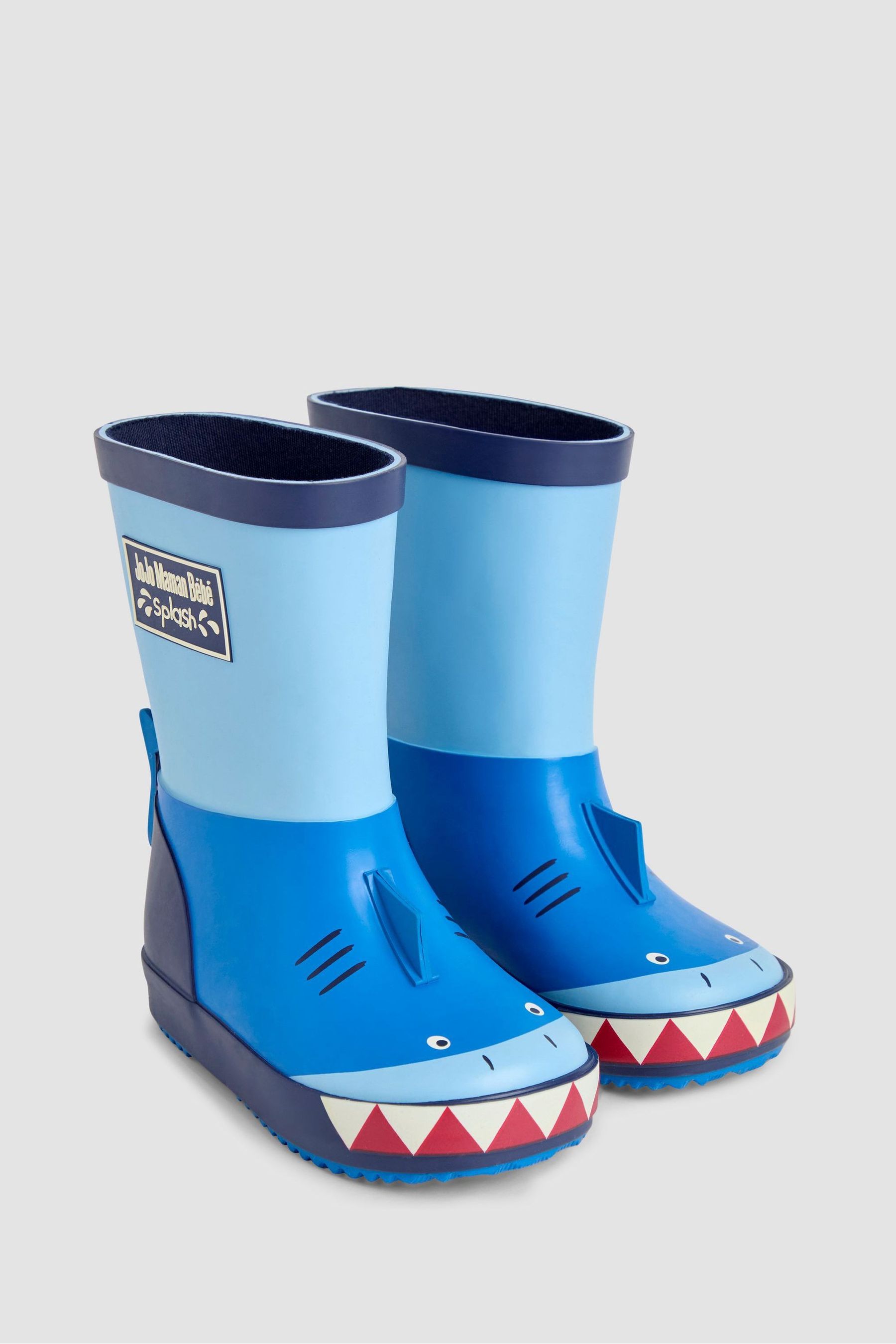 JoJo Maman Bebe Blue Shark Wellies 7 EU 24 Boys