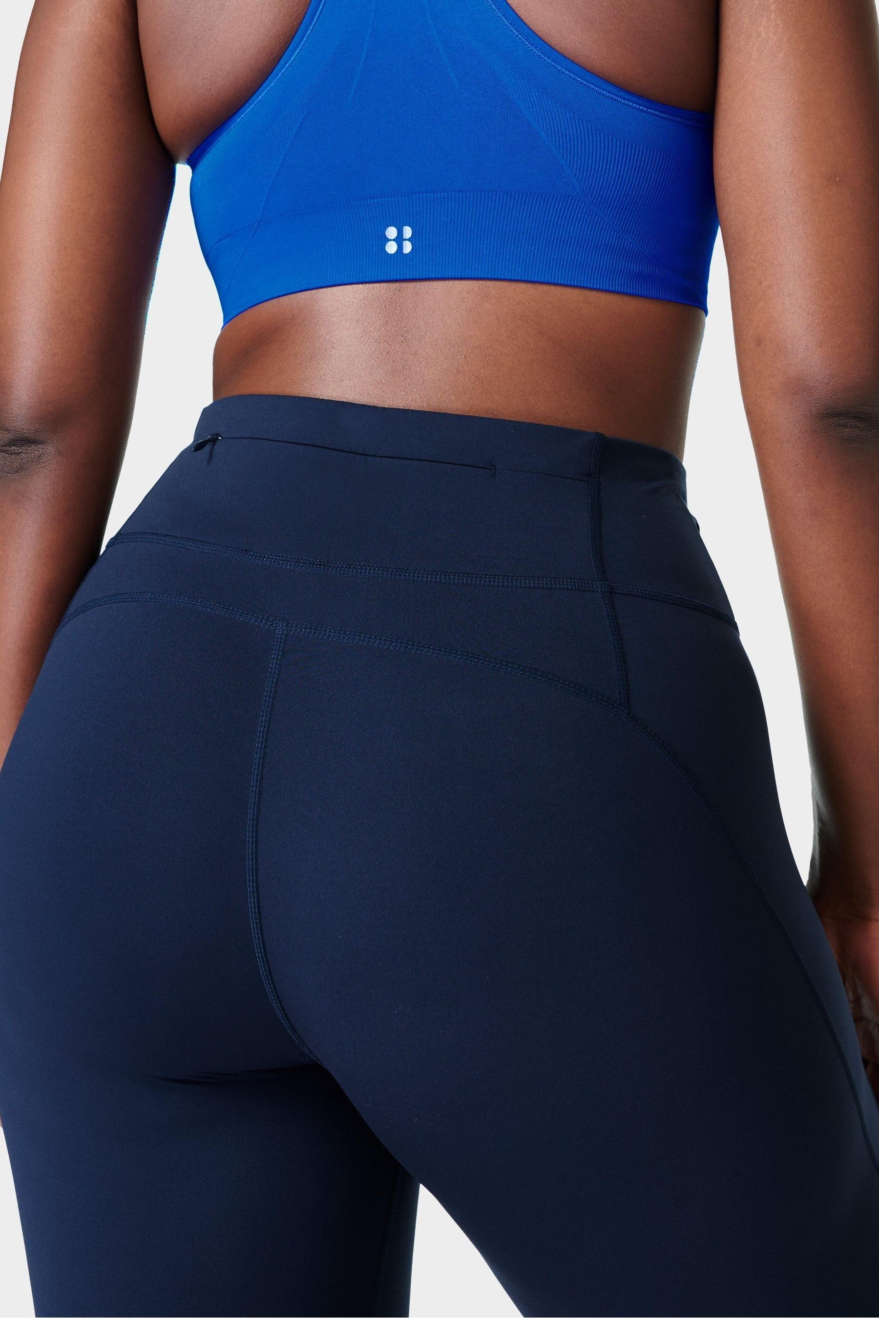 Womens Sweaty Betty Navy Blue Power Cropped Workout Leggings Blue