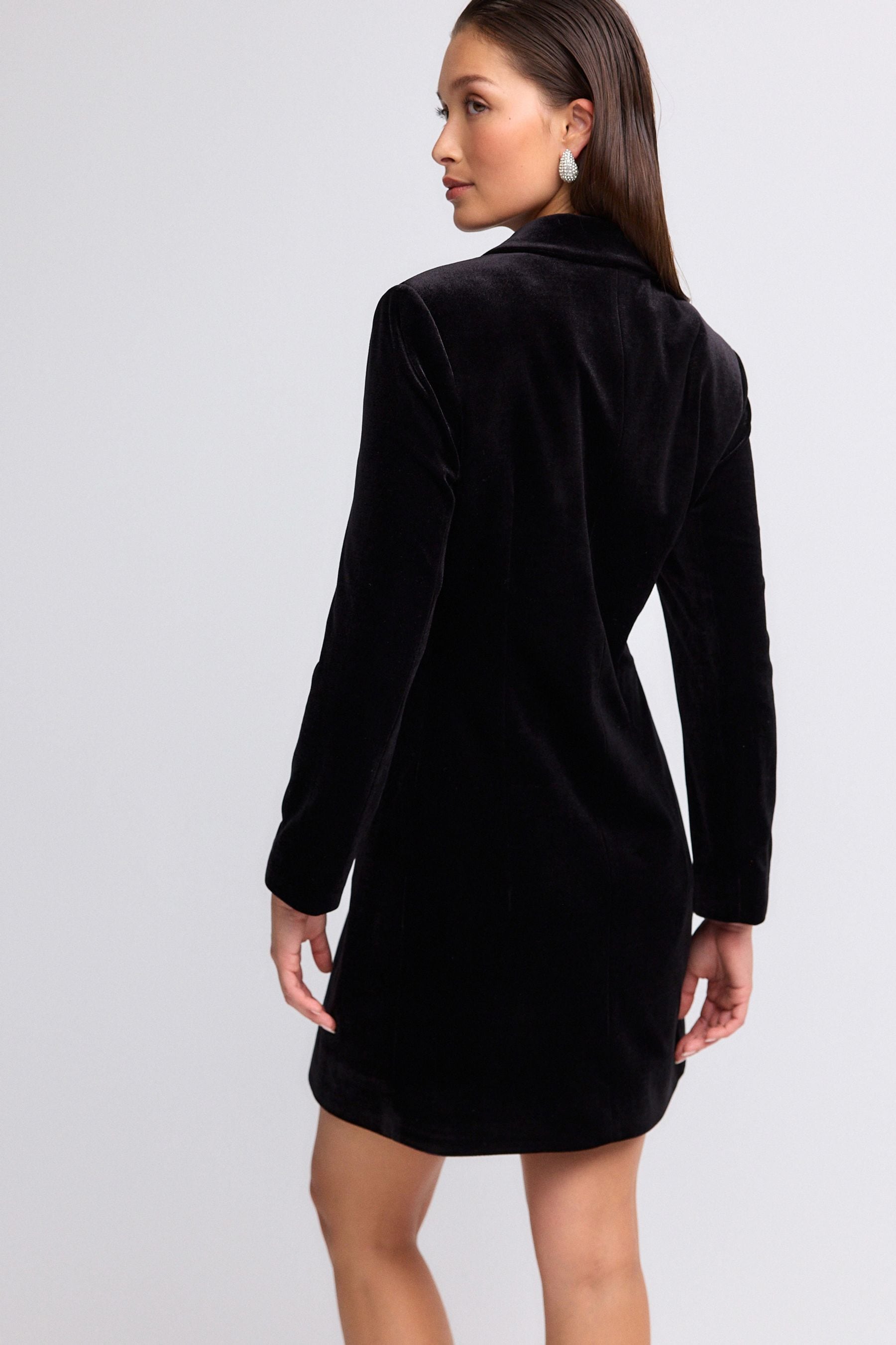 Buy Black Velvet Tux Blazer Dress from Next South Africa