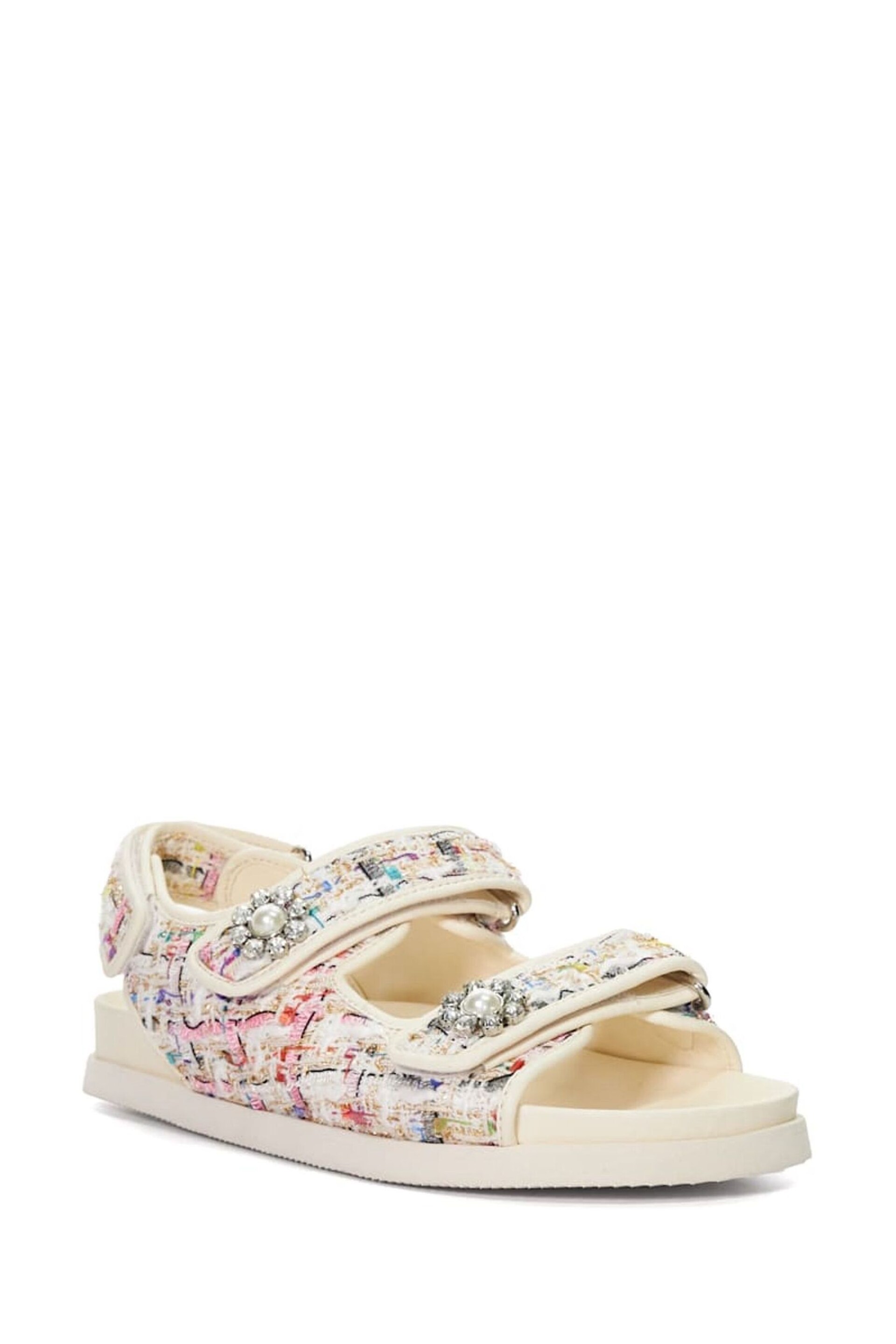 Dune London Cream Lamara Double Strap Footbed Sandals - Image 4 of 6