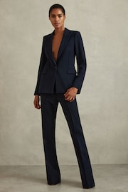 Reiss Navy Gabi Petite Flared Suit Trousers - Image 3 of 6