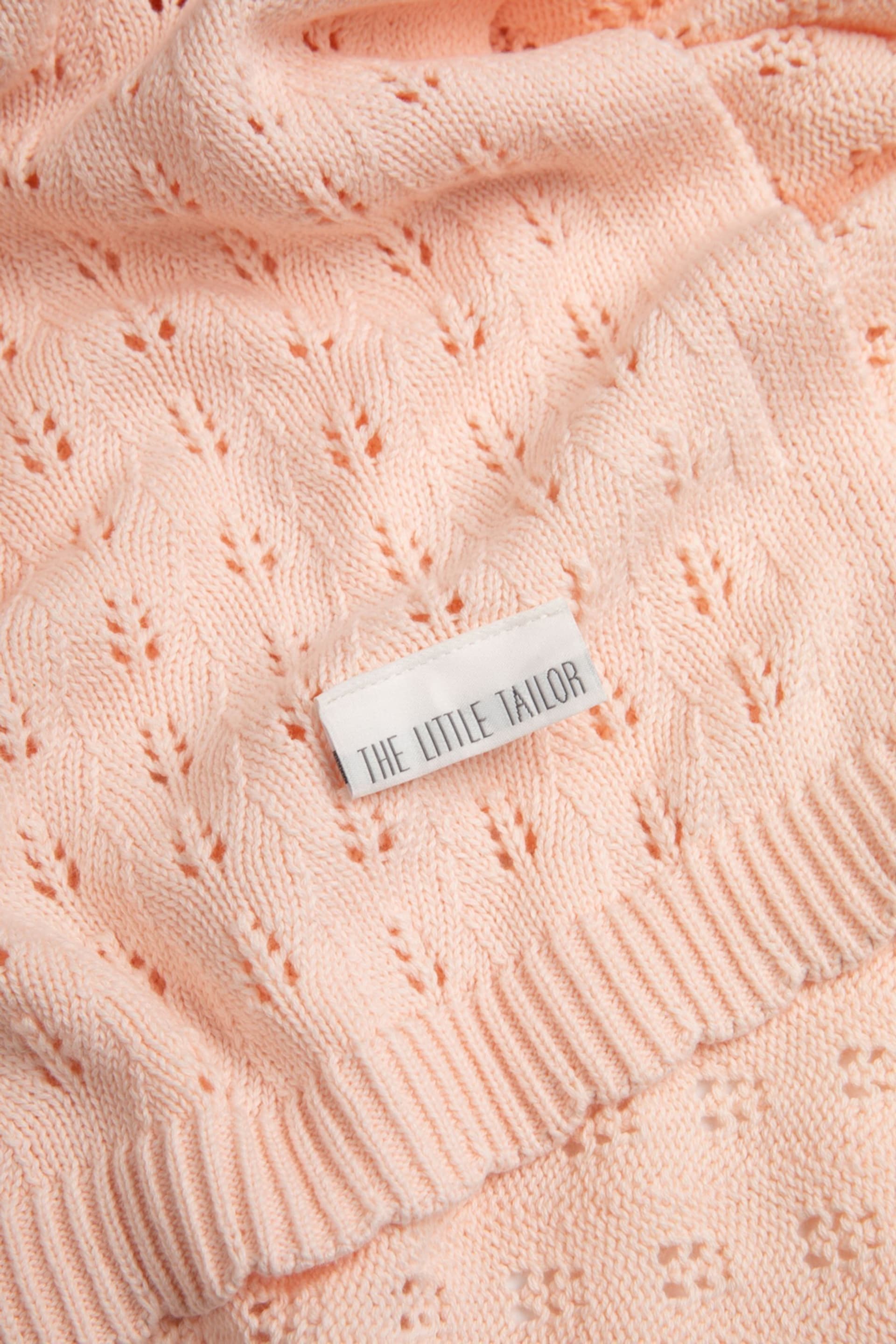 The Little Tailor Pink Cotton Pointelle Knitted Blanket - Image 2 of 5