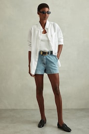 Reiss White Belle Linen Button Through Shirt - Image 3 of 5