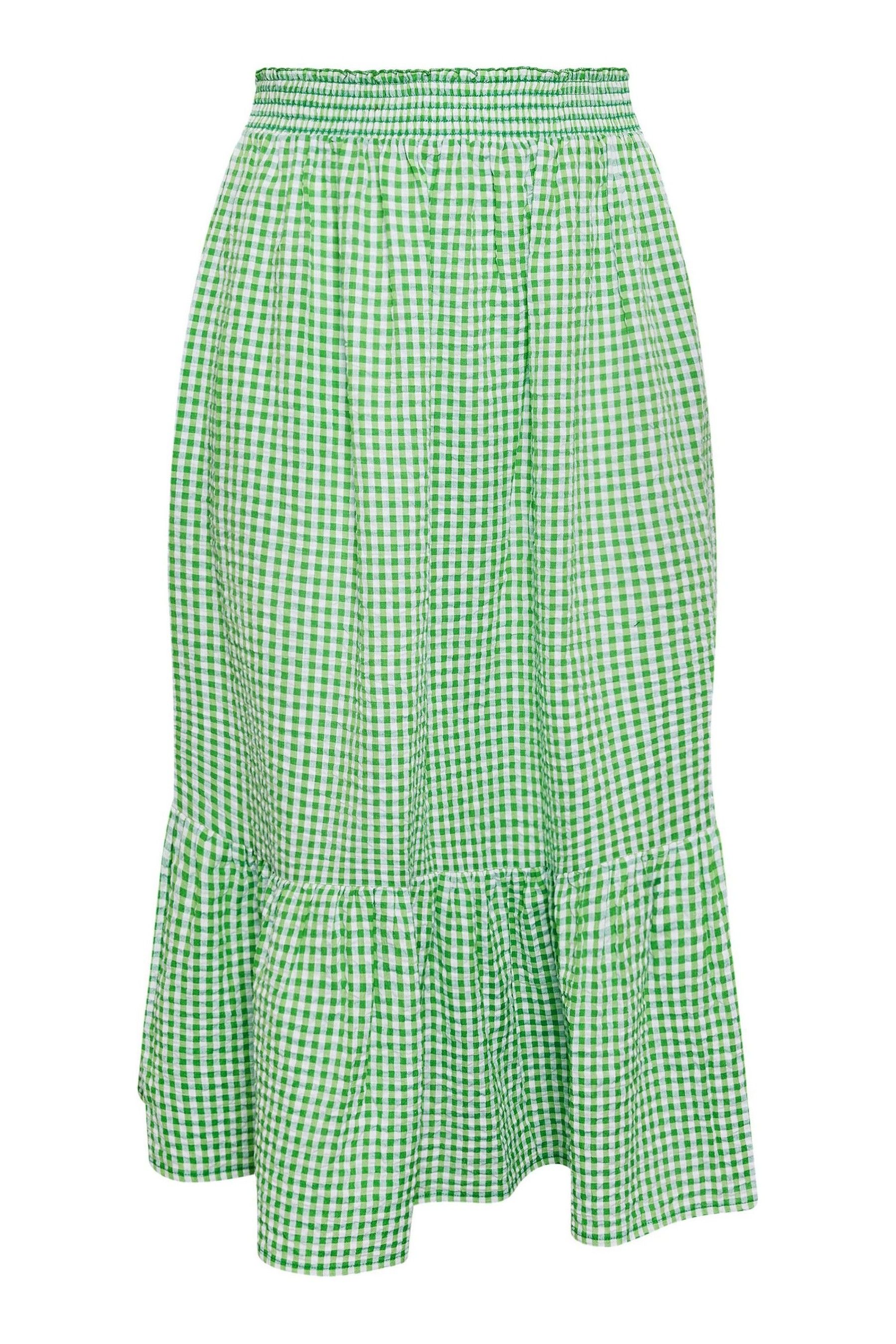 Buy Yours Curve Green Gingham Tiered Pure 100 Cotton Midi Skirt from Next France