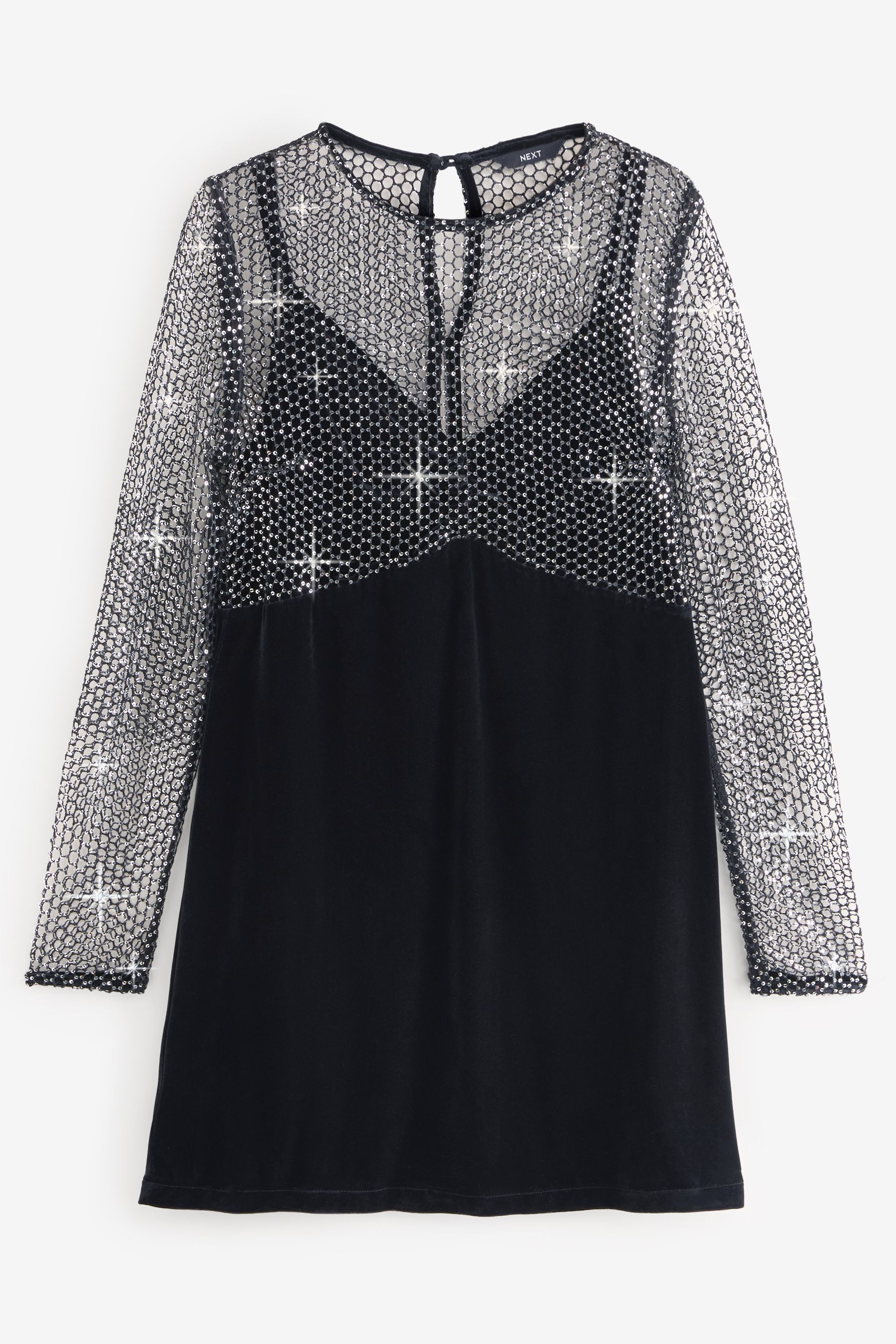 White fishnet dress long sleeve outlet