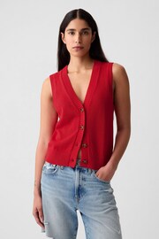 Gap Red Linen Blend Soft Knitted Waistcoat - Image 1 of 5
