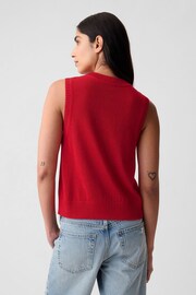Gap Red Linen Blend Soft Knitted Waistcoat - Image 2 of 5