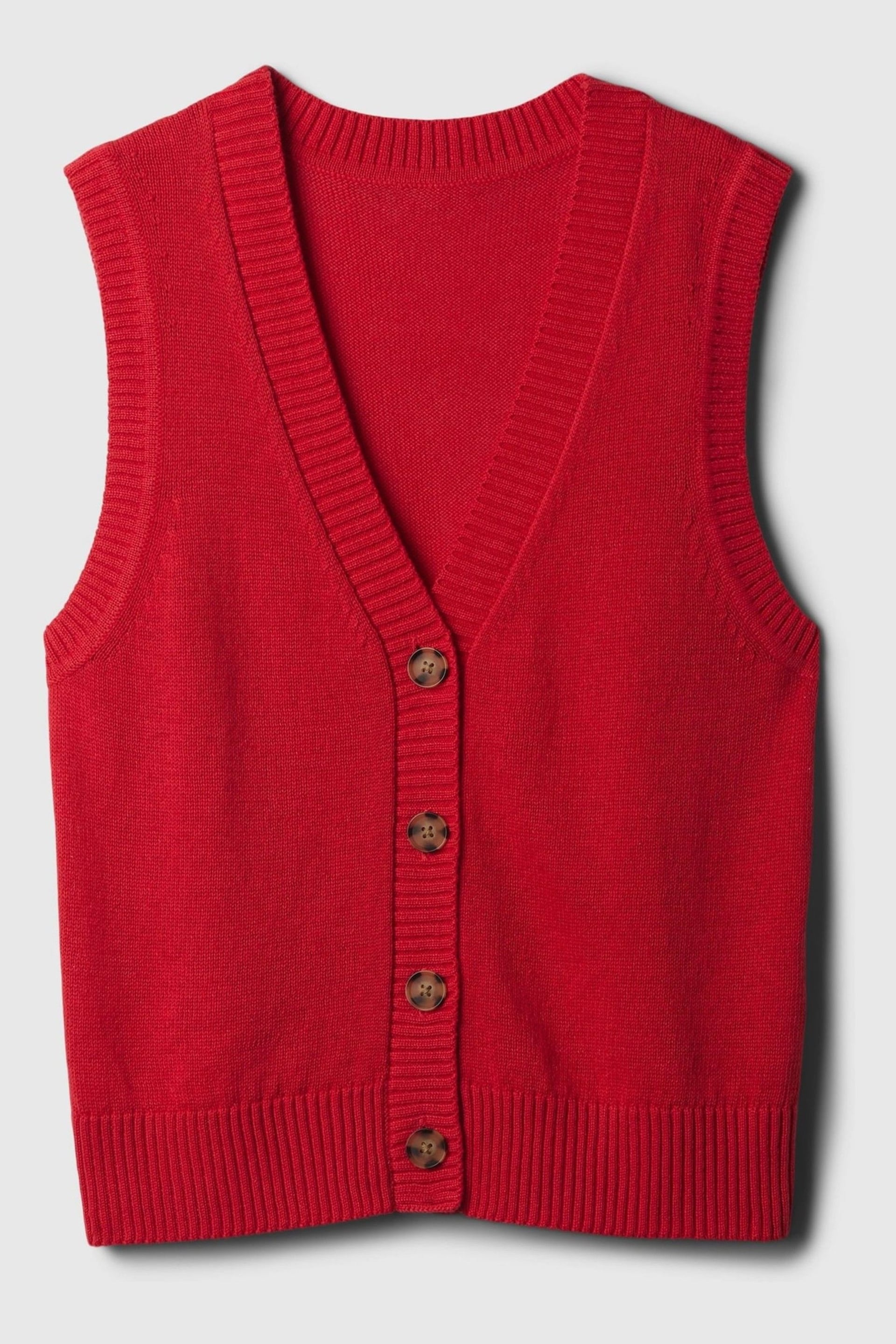 Gap Red Linen Blend Soft Knitted Waistcoat - Image 5 of 5