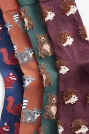 Green/Blue/Orange Hairy Textured Animals Socks 4 Pack - Image 6 of 7