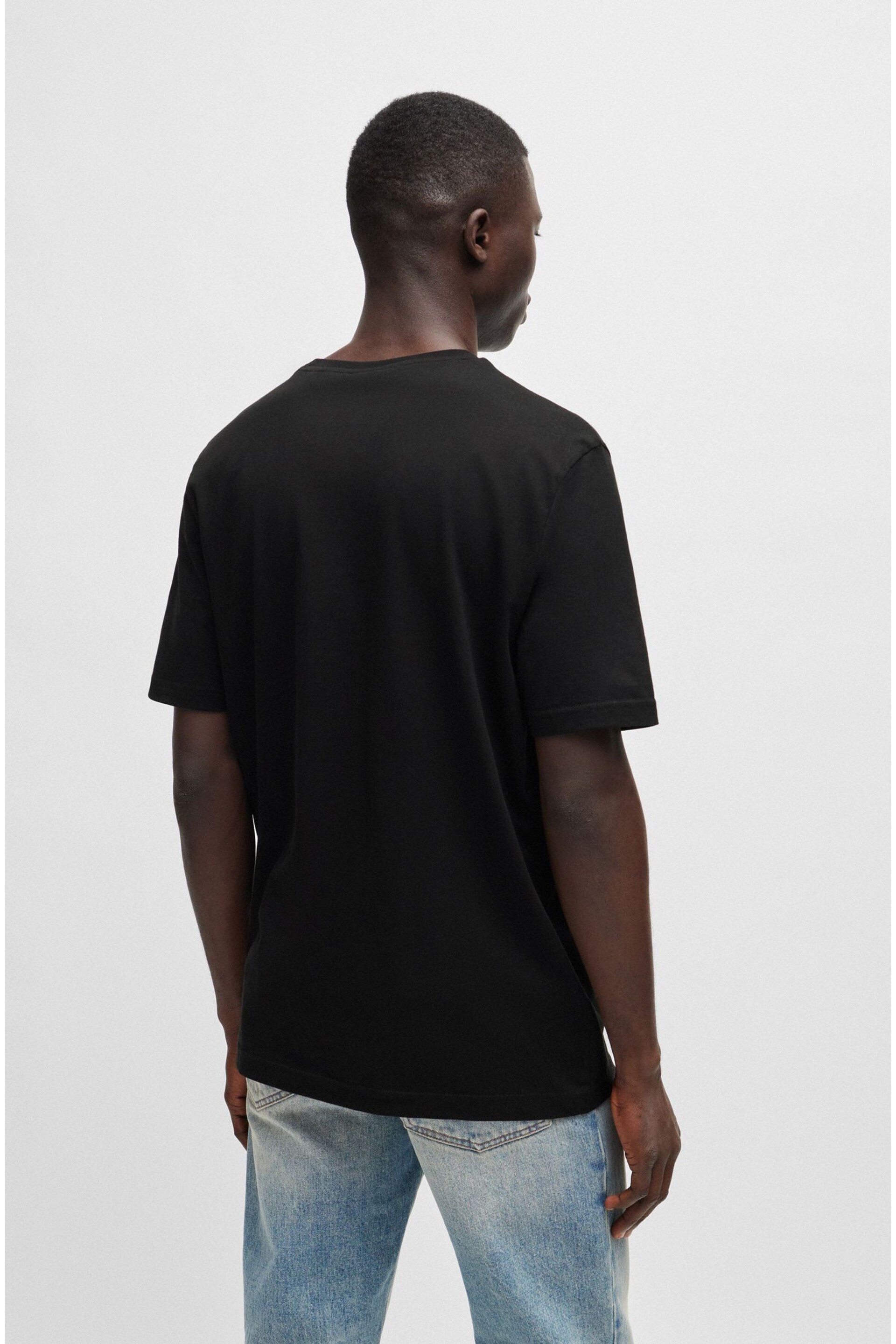 BOSS Black Cotton-Jersey T-Shirt With Logo Printboss - Image 3 of 5