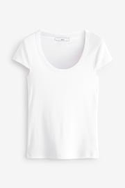 White Slim Fit Scoop Neck Stretch Rib Short Sleeve T-Shirt - Image 5 of 6