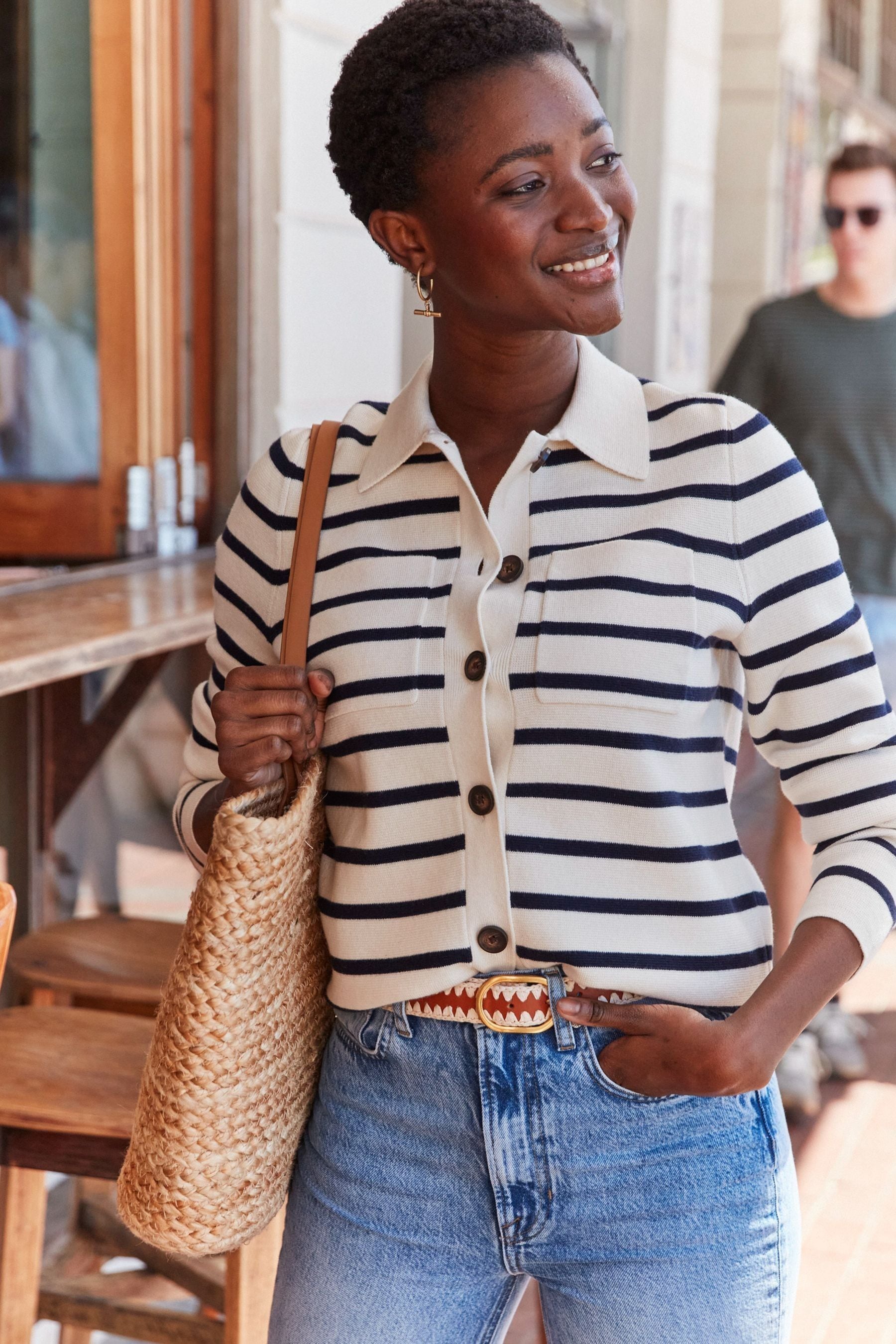 Cream linen cardigan top