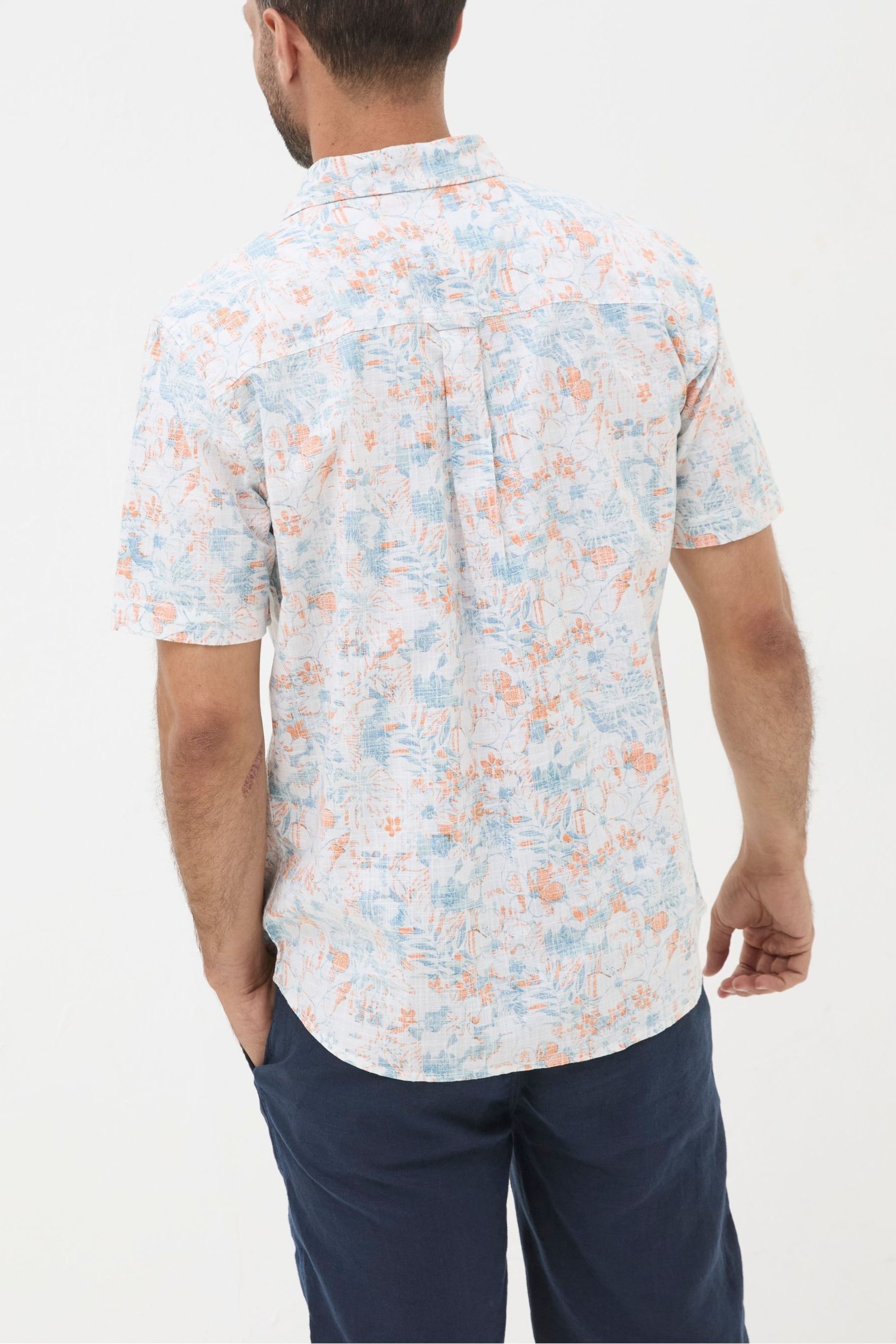 FatFace White Sketchy Hibiscus Print Shirt - Image 2 of 4