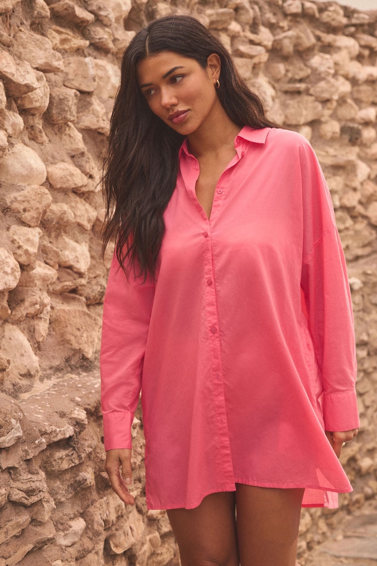 Coral Pink Beach Shirt Cover-Up - Image 2 of 8