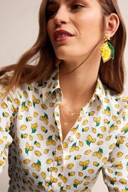 Boden Cream Sienna Linen Lemon Shirt - Image 2 of 5