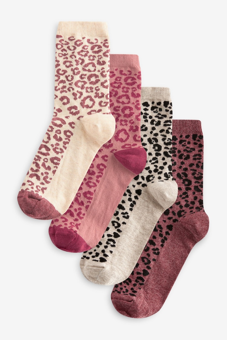 Pink Animal - Print Ankle Socks 4 Pack - 圖片 1，共 5