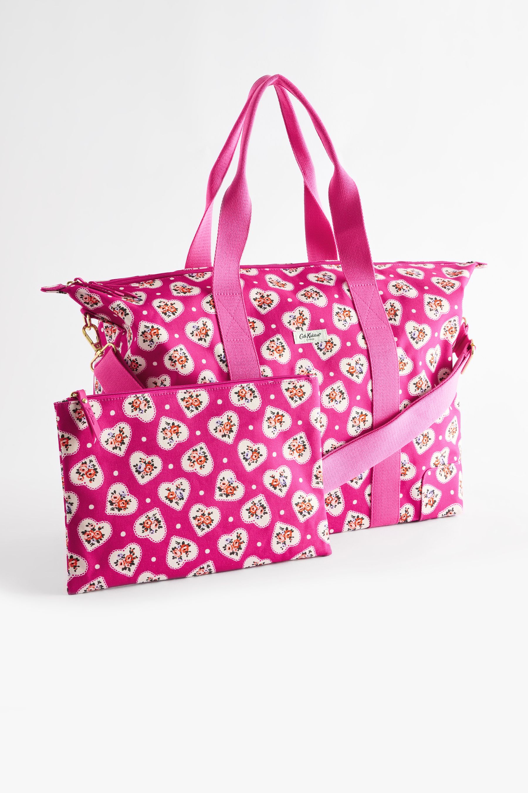 Cath Kidston Pink Lace Hearts Overnight Bag
