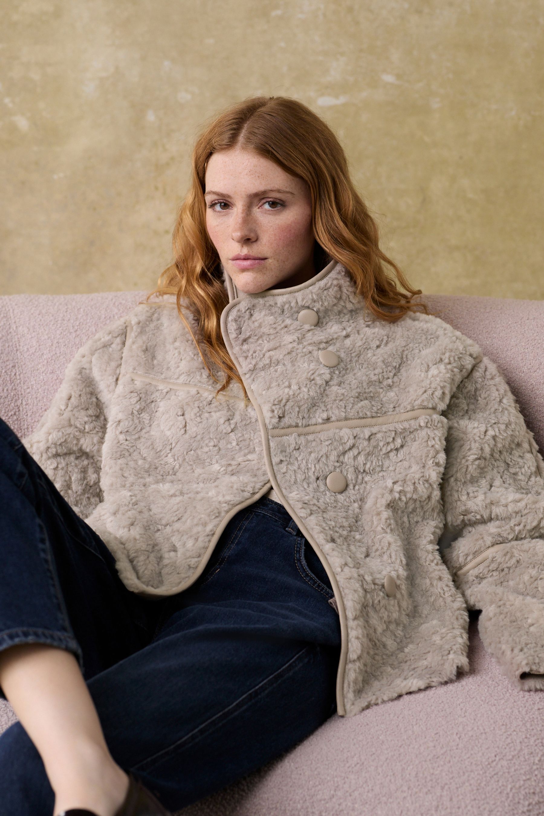 Neutral Teddy Faux Fur Jacket