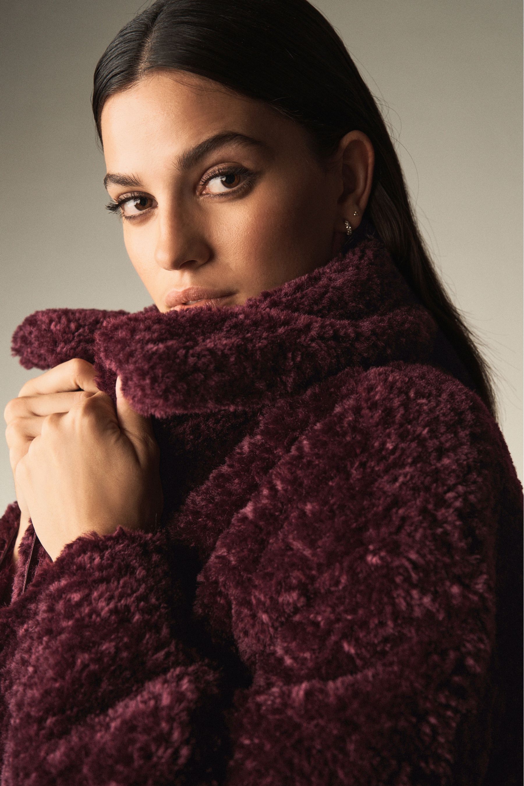 Dark red borg coat shop