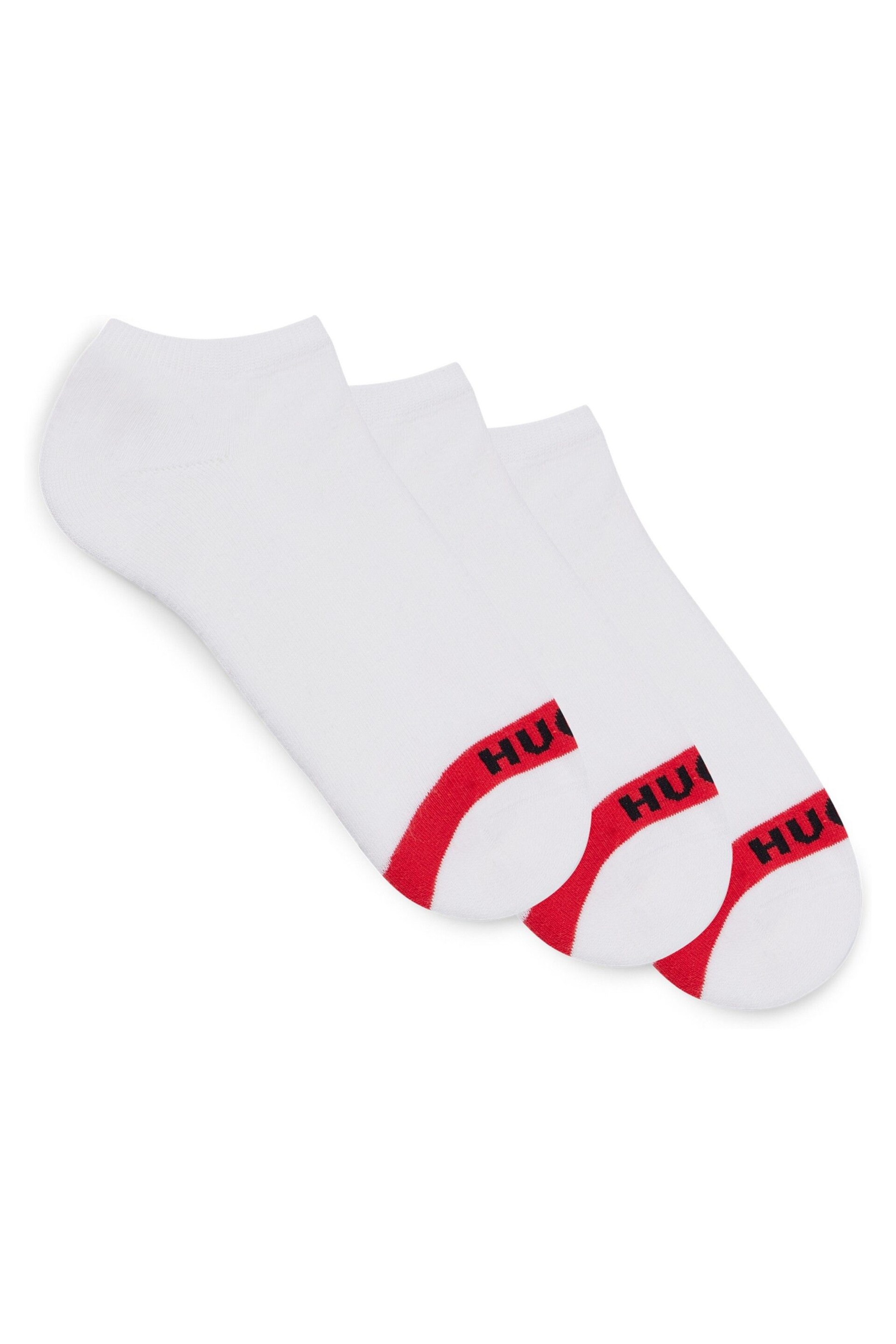HUGO Invisible White Socks 3 Pack With Logo Details - Image 1 of 3