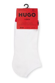 HUGO Invisible White Socks 3 Pack With Logo Details - Image 2 of 3