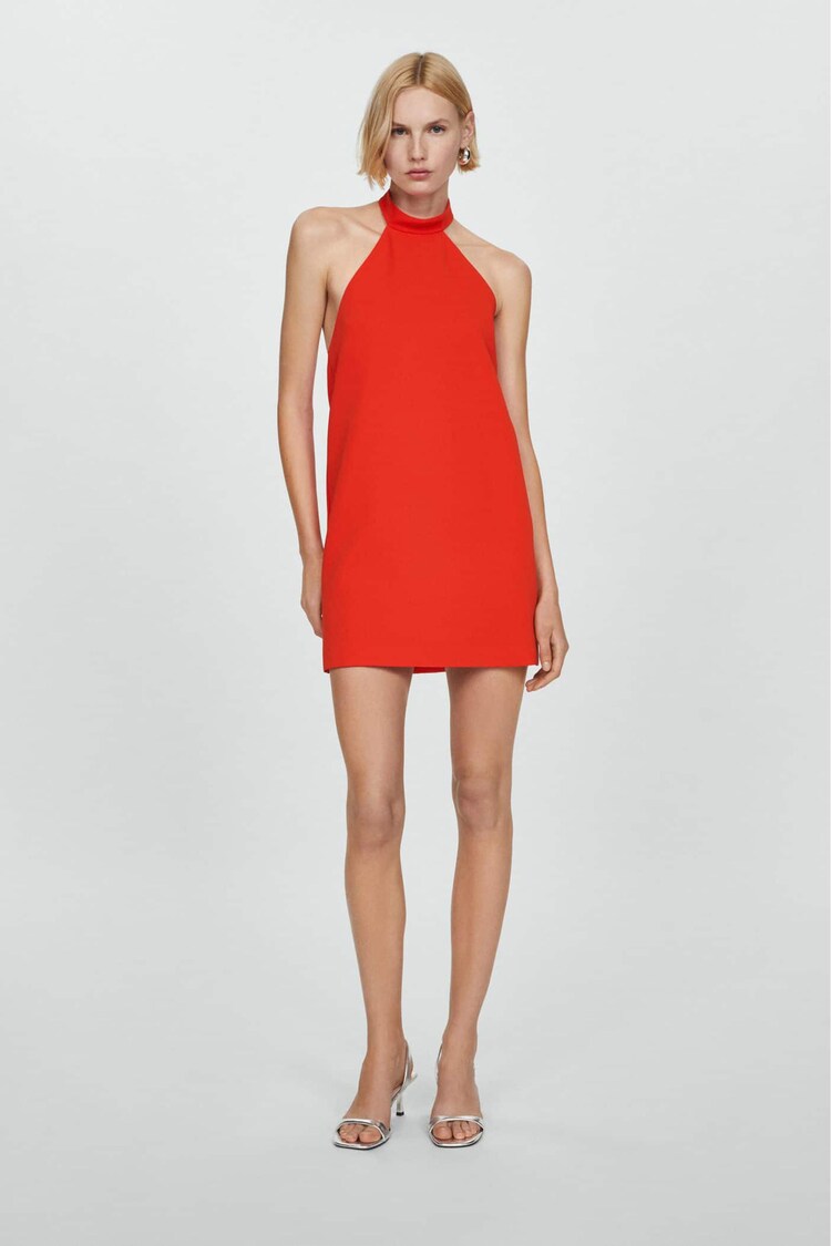 Mango Red Halter-Neck Open-Back Dress - Image 1 of 7
