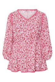 Yours Curve Pink Ditsy Floral Print Smock Top - Image 5 of 5